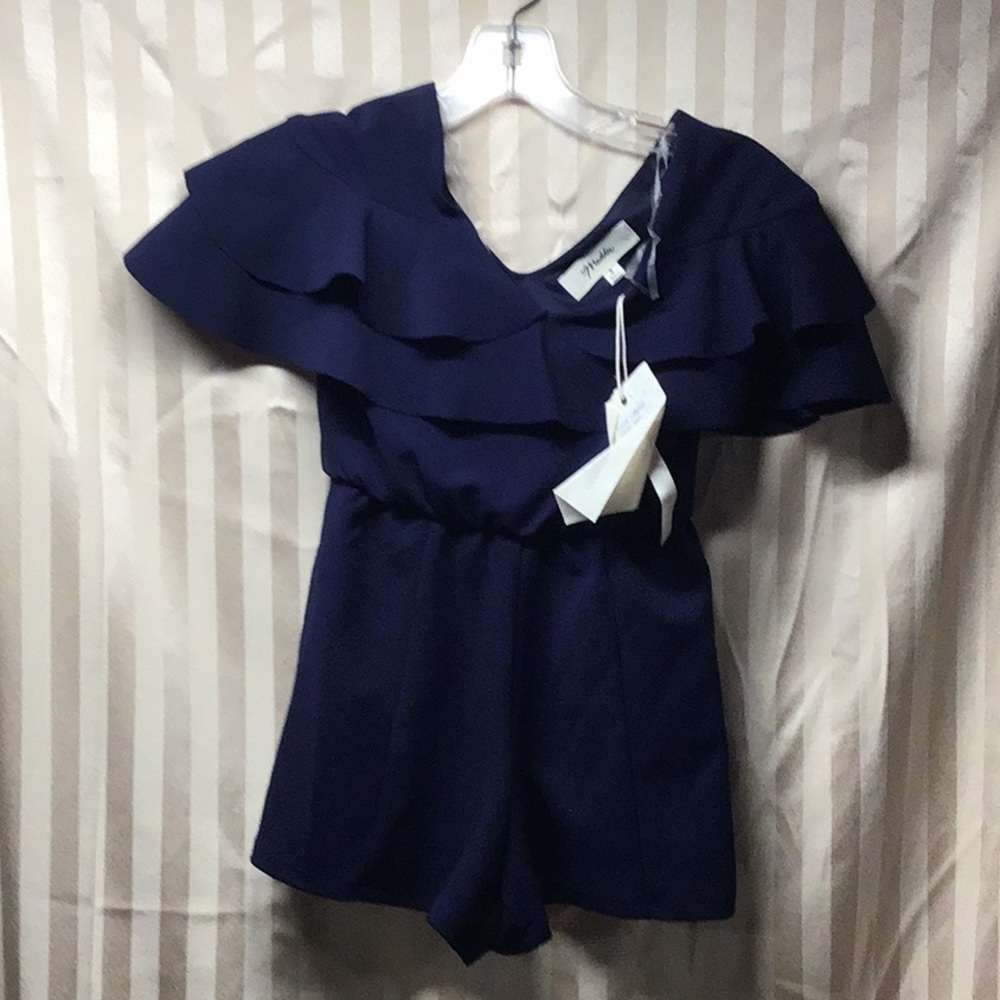 Maddie Juniors Sz Small Shorts Romper - Navy Blue